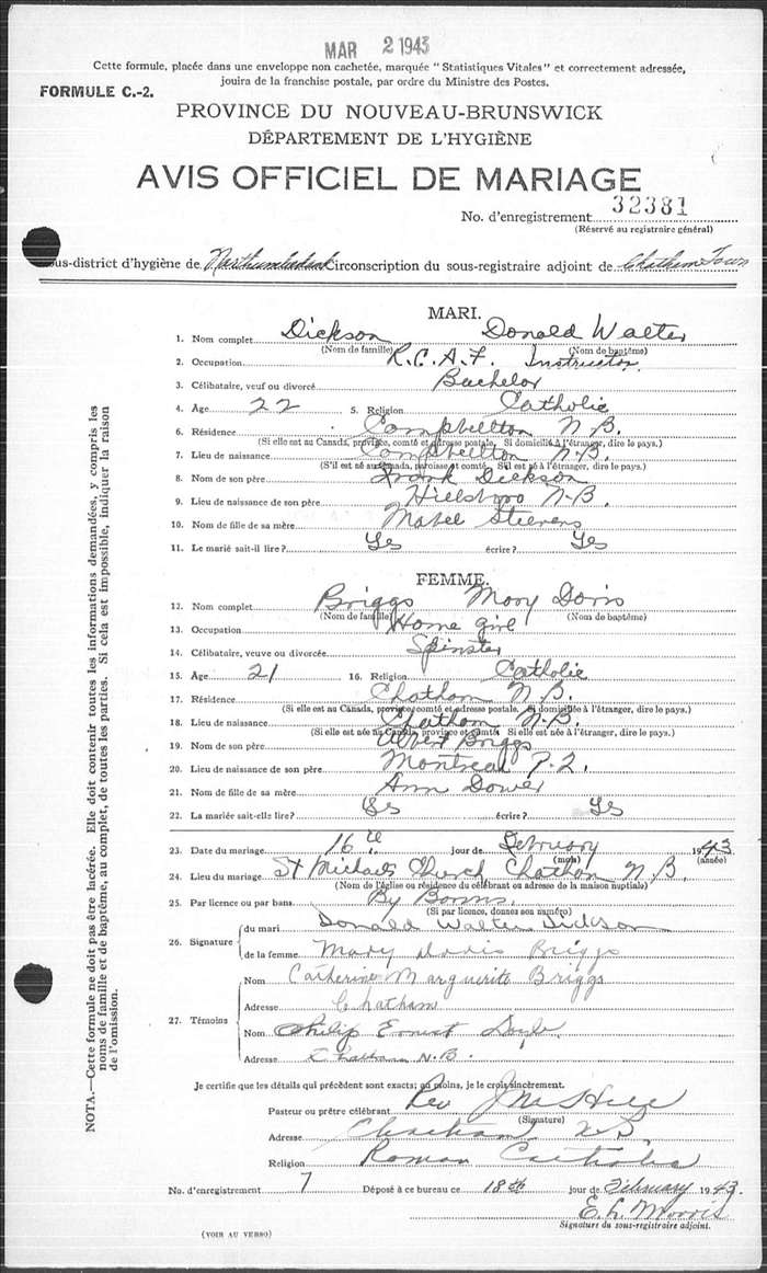 Donald Walter Dickson and Mary Doris Briggs Marriage Certificate.jpg